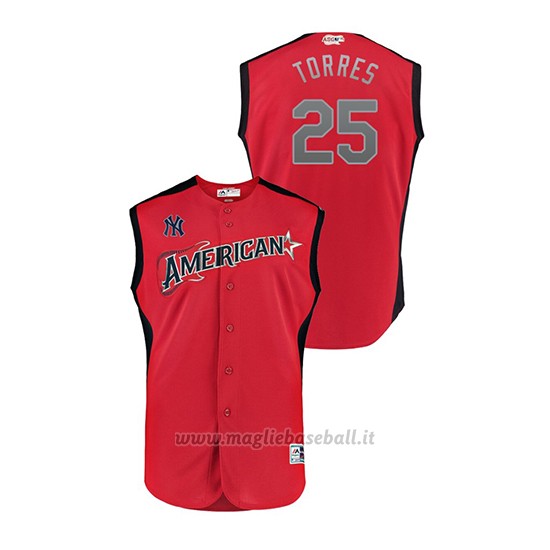 Maglia Baseball Bambino New York New York Yankees 2019 All Star Game Player American League Gleyber Torres Rosso